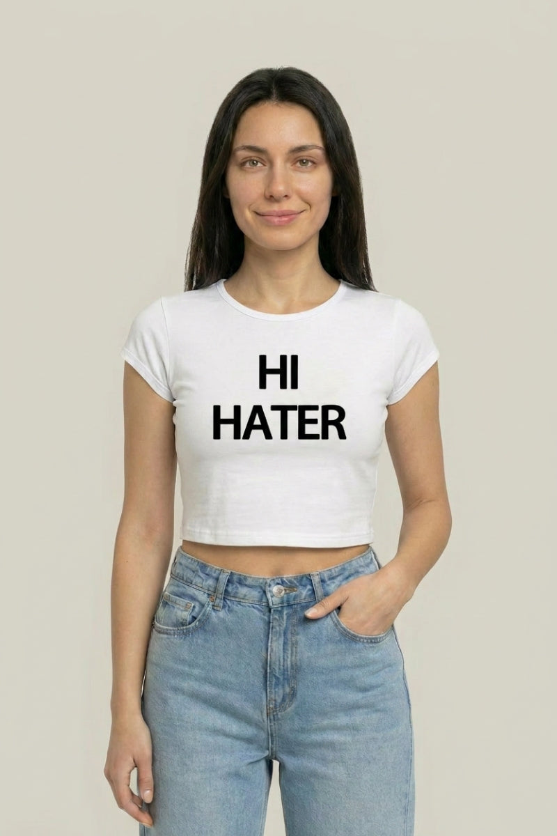 T-Shirt Hi Hater Y2K – Baby Tee Crop Top Streetwear | Y2K Club