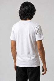 Dos uni du t-shirt Kawaii Chat blanc, porté par un homme.