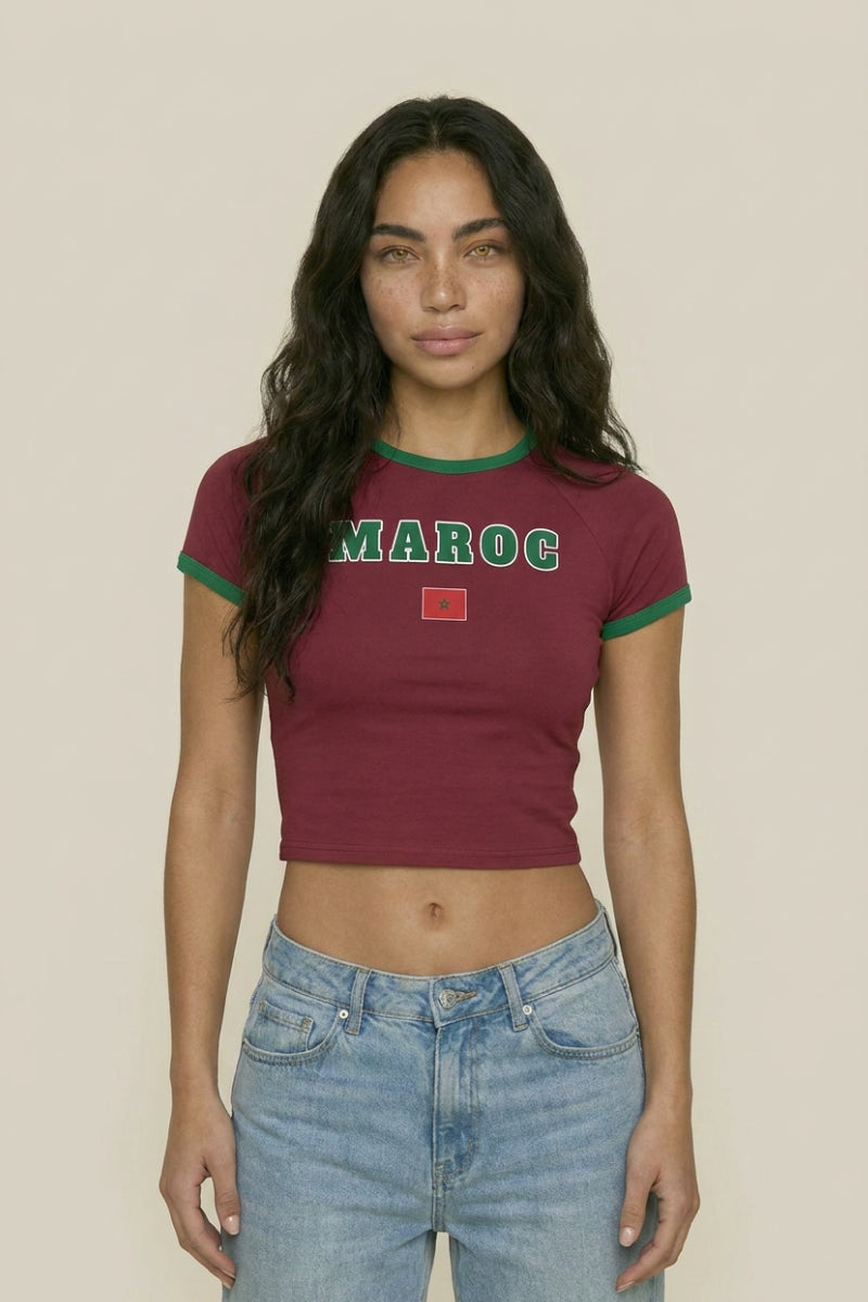 T-Shirt Maroc Y2K – Baby Tee Crop Top Streetwear | Y2K Club