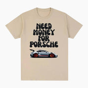 T-Shirt 'Need Money For Porsche GT3' beige