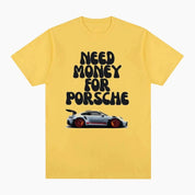 T-Shirt 'Need Money For Porsche GT3' jaune