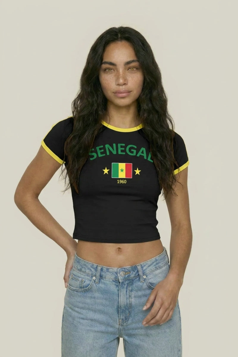 T-Shirt Sénégal Y2K – Baby Tee Crop Top Streetwear | Y2K Club