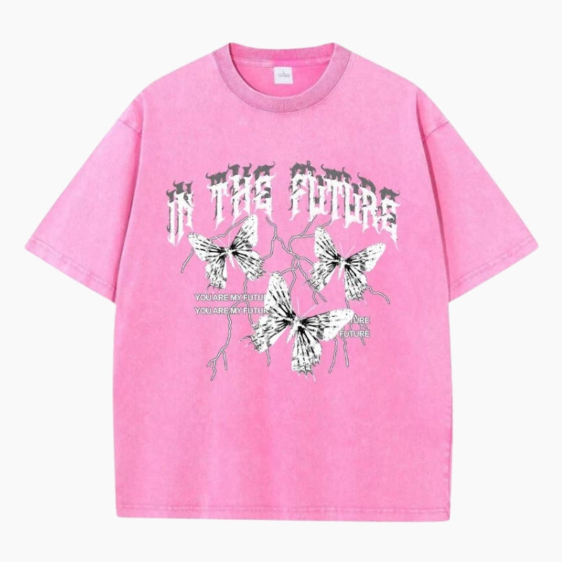 T-Shirt Y2K 'Future Butterflies' rose