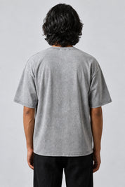 T-shirt basique oversize gris clair délavé, vue de dos.