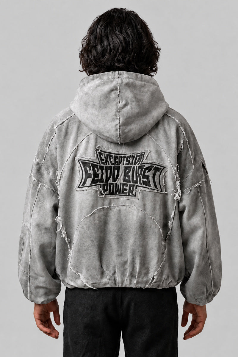 Veste Techwear Grise — vue de dos, Y2K CLUB