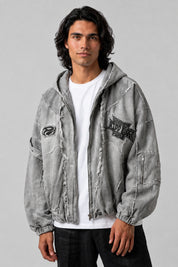 Veste Techwear Grise — vue de face, Y2K CLUB