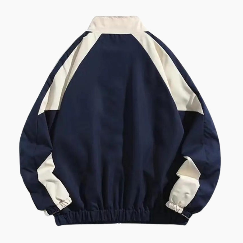 Veste Y2K mixte édition 'Navy Block' de couleur bleu marine et beige